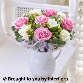 Baby Fragrant Pink Rose & Freesia Jug