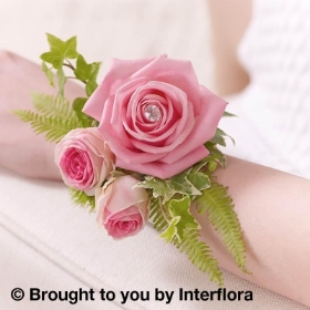 Pink Rose & Fern Wrist Corsage