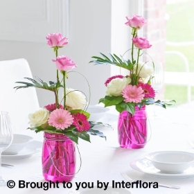 Magenta Table Lantern Decoration Duo