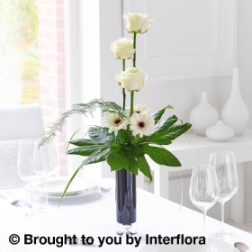 Elegant White Rose & Germini Vase