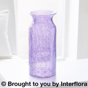 Tall Lilac Crackled Glass Vase