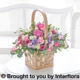 Scented Pink and Lilac Basket with Belgian Chocolates