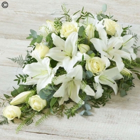Spray of Roses & Lilies in White