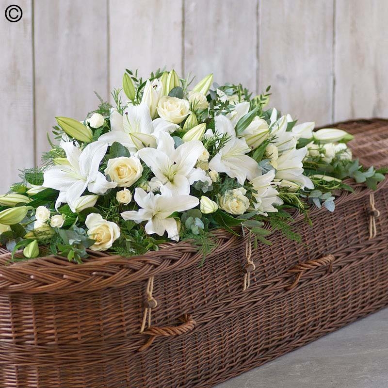 Lily and Rose Casket Spray in White