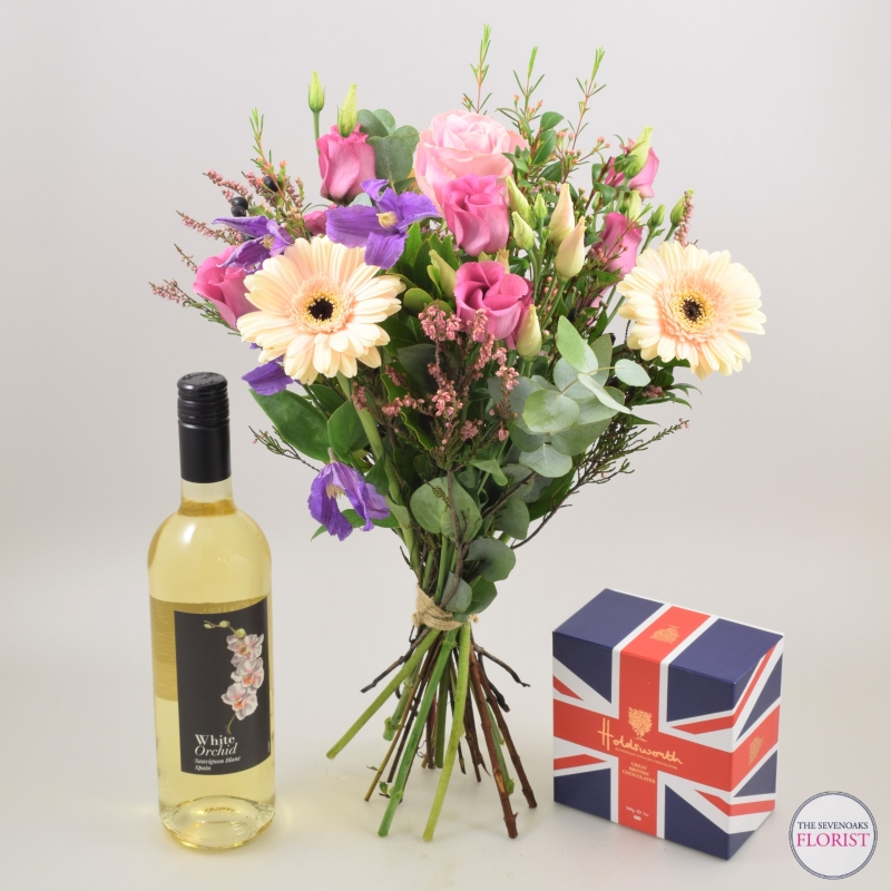 Flowers White Wine And Chocolates Buy Online Or Call 01732 450145