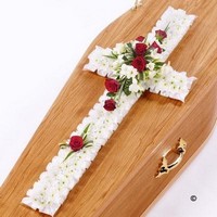 White Cross with White & Red Posies