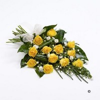 Sheaf of Yellow Roses with September Flower