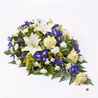 Spray of Lilies and Irises in Lemon and Blue
