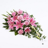 Spray of Roses and Lilies in Pink