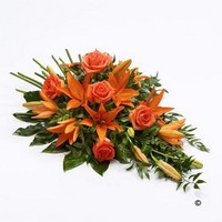 Spray of Roses and Lilies in Orange