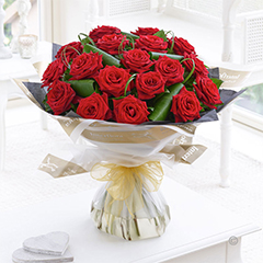 Luxury Red Naomi Roses in a Hand Tied Bouquet